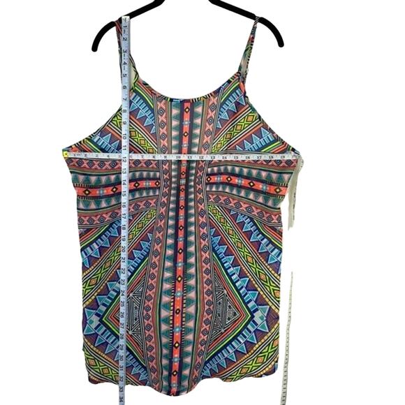 OP Tribal Aztec Boho Print Bathing Suit Cover Up Lg 11/13 Blues Oranges Yellows - Picture 9 of 10